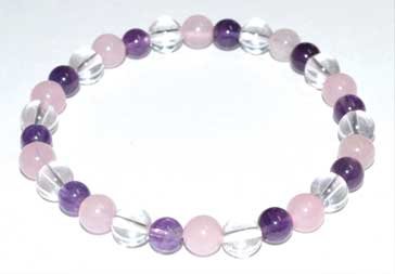 (image for) 6mm Amethyst, Rose Quartz & Quartz bracelet