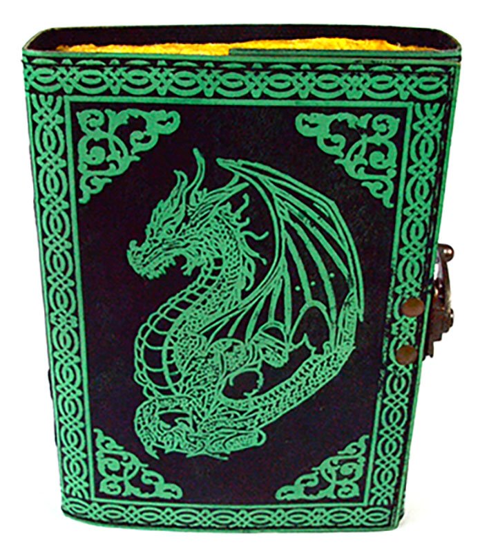 (image for) Green Dragon aged looking paper leather w/ latch - Click Image to Close