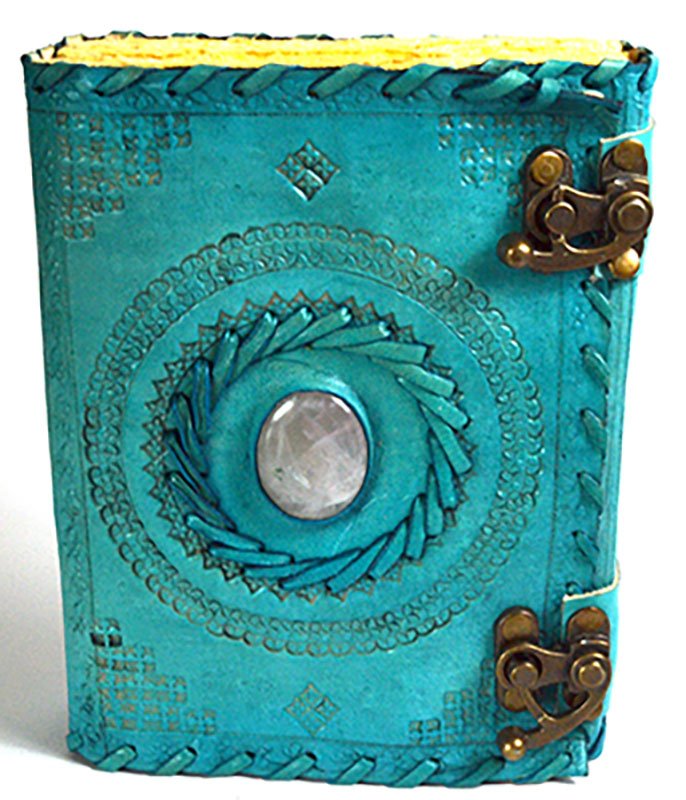 (image for) Blue with Stone aged looking paper leather w/ latch - Click Image to Close