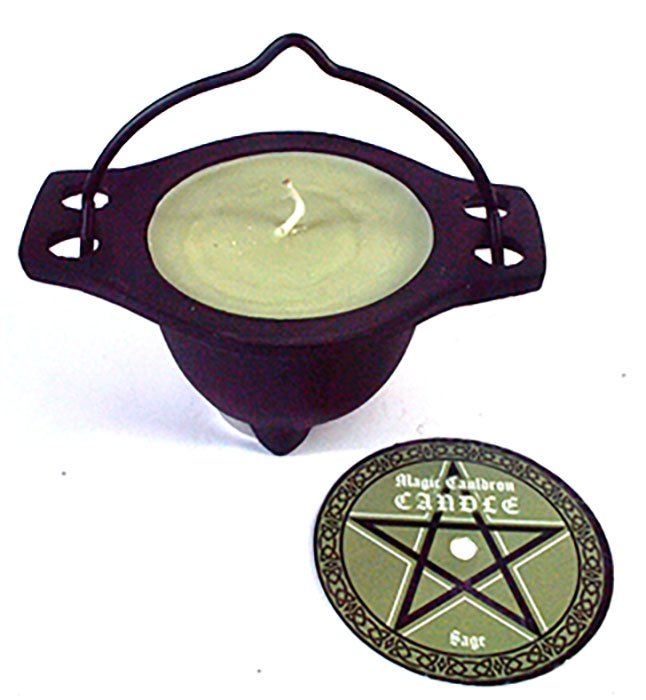 (image for) Sage candle in cauldron - Click Image to Close