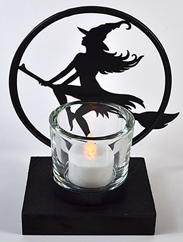 (image for) 6" Witch by Moonlight tealight holder