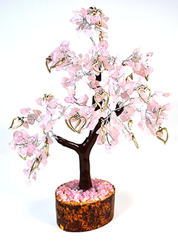 (image for) Rose Quartz W Hearts gemstone tree (300 beads) - Click Image to Close