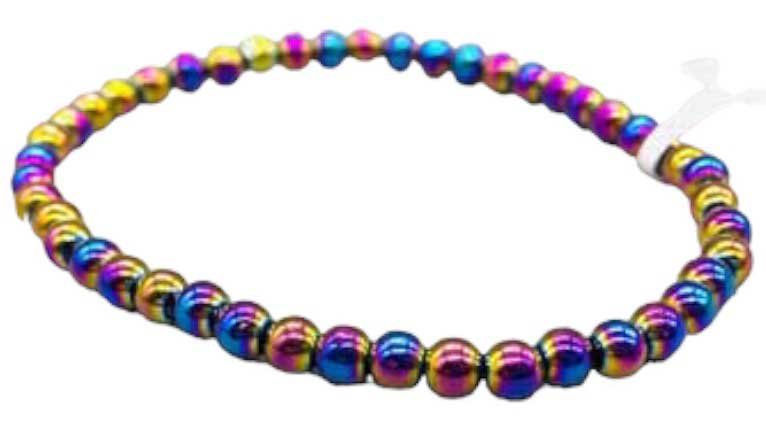 (image for) 4mm Rainbow Hematite stretch bracelet - Click Image to Close