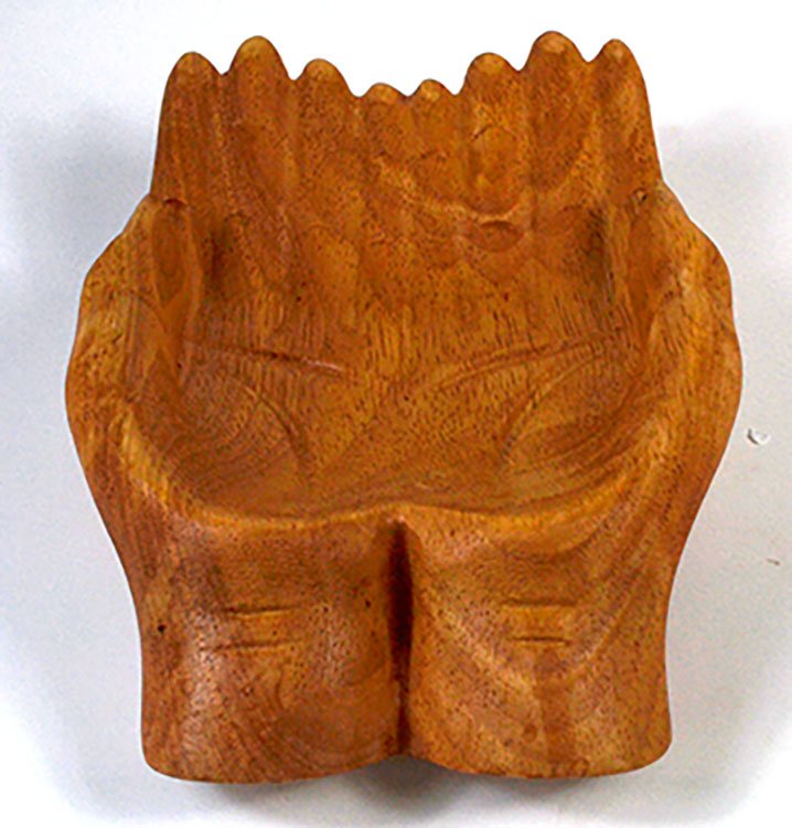 (image for) 7" wood Hand offering bowl